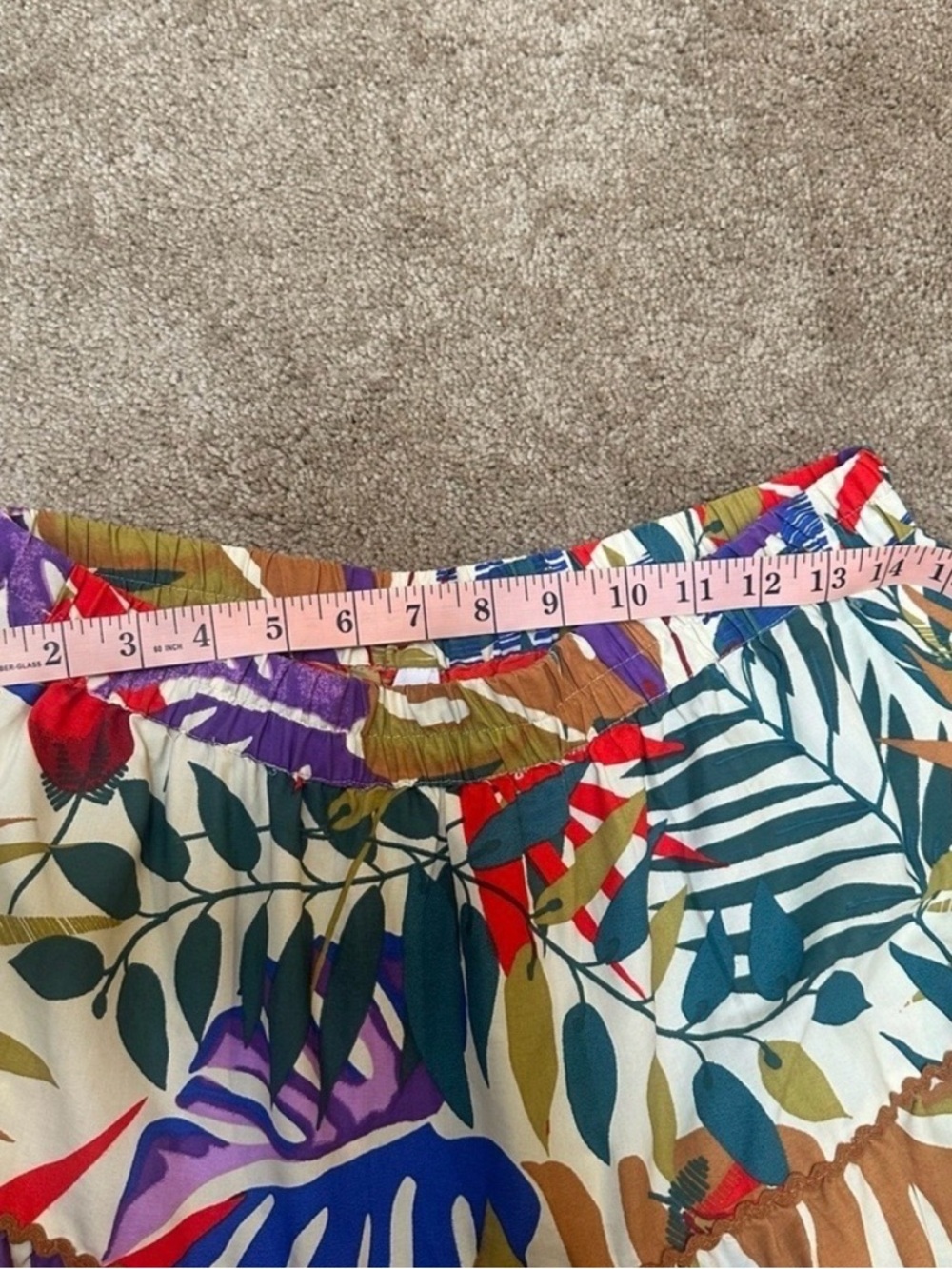 Resortwear Tropical Leaf Tiered Cotton Blend Maxi Skirt Multicolor Beach Sz L - Picture 3 of 6
